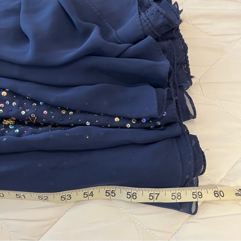 Vintage Jack Bryan Evening Gown Dress Large Blue Beaded Chiffon Celestial Gala - Picture 15 of 15